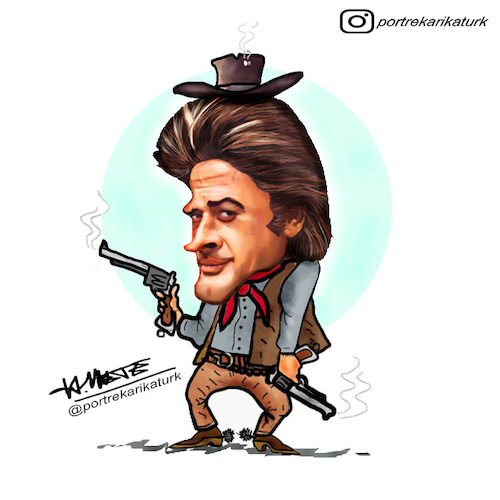 Cartoon: kovboycartoon (medium) by ofriyos tagged karikatür,mizah,portrekarikatür