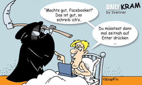 Cartoon: Finaler Facebook Status (medium) by svenner tagged daily,fun,facebook,sensenmann,gevatter