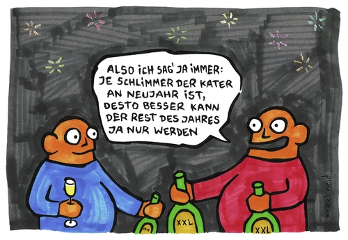 Cartoon: kater (medium) by meikel neid tagged neujahr,silvester,kater