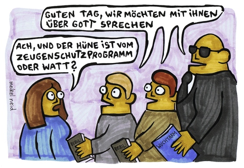 Cartoon: zeugenschutz (medium) by meikel neid tagged zeugen,zeugenschutz,gott