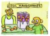 Cartoon: handshakes (small) by meikel neid tagged shake,milkshake,food,drink,handshake,hand,finger,fingers,schifo,meikel,neid,buffo,weird