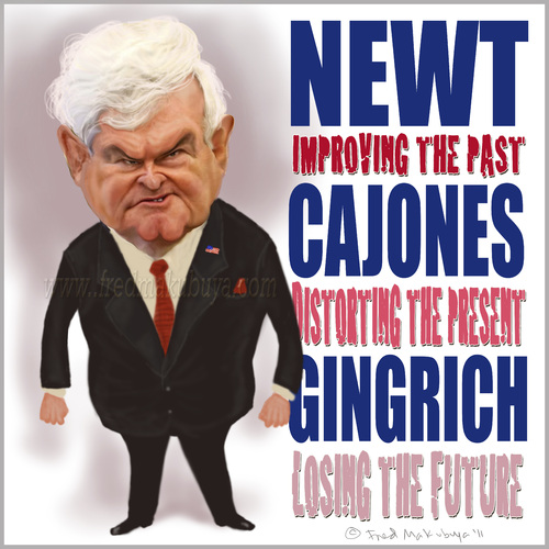Cartoon: NUTS GINGRICH (medium) by Fred Makubuya tagged newt,gingrich,racist,republican,usa,right,wing,obama,elections,politicians