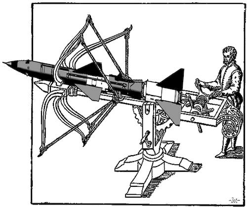 Cartoon: Arbalest (medium) by zu tagged arbalest,spacecraft,medieval