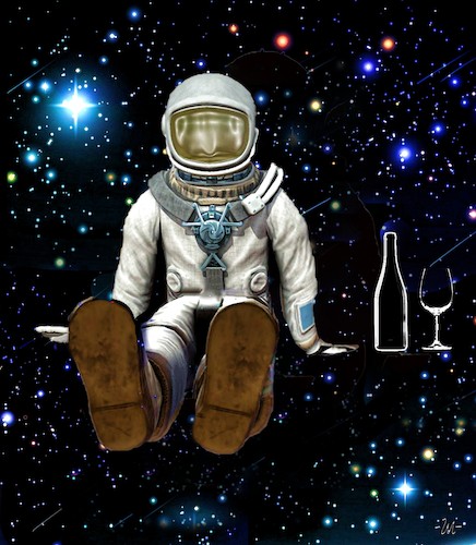 Cartoon: Astronaut (medium) by zu tagged astronaut,space,drink,halt