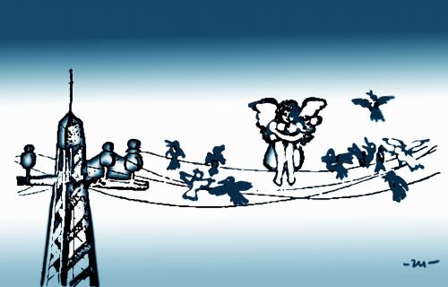 Cartoon: birds (medium) by zu tagged birds,electricity