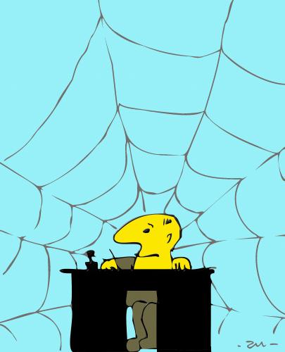 Cartoon: bureau (medium) by zu tagged spider,bureau