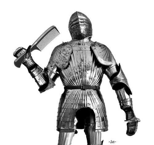 Cartoon: Comb (medium) by zu tagged knight,comb,medieval