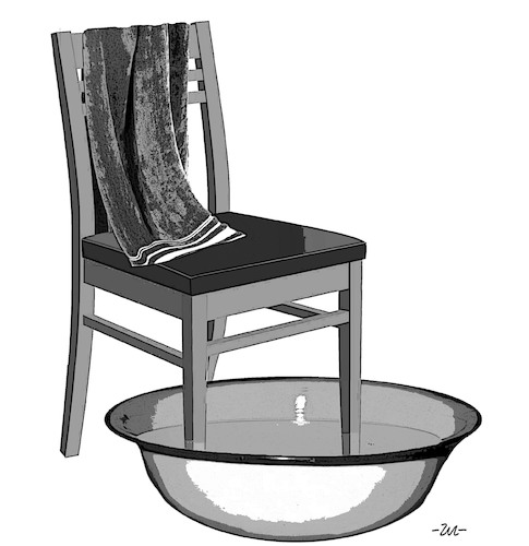 Cartoon: Foot washing (medium) by zu tagged chair,foot,washing
