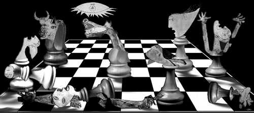 Cartoon: Guernica (medium) by zu tagged guernica,picasso,chess