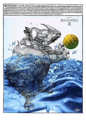 Cartoon: Water polo (medium) by zu tagged water,polo,rhino
