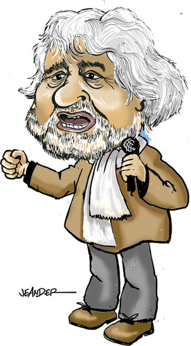 Cartoon: Beppe Grillo (medium) by jeander tagged italy,politics,government,beppe,grillo,italy,politics,government,beppe,grillo
