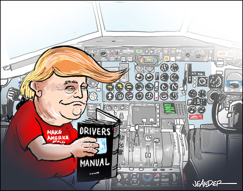 Cartoon: In the cockpit (medium) by jeander tagged trump,president,donald,us,trump,president,donald,us
