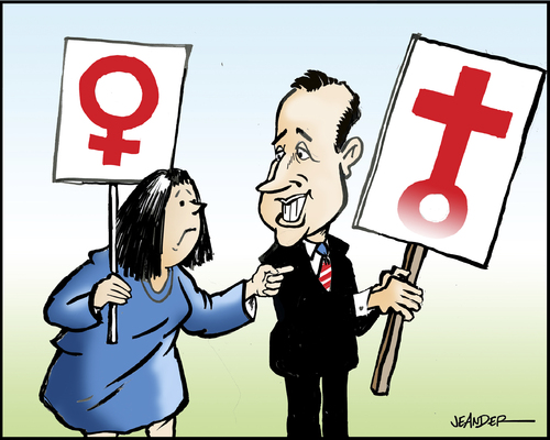 Cartoon: Santorum and the female voters (medium) by jeander tagged rick,santorum,election,republican,us,female,feminisnm,voters,rick santorum,republikaner,wahlen,frauen,feminismus,rick,santorum