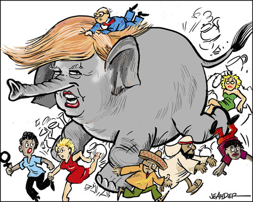 Cartoon: The bull in the china shop (medium) by jeander tagged donald,trump,elephant,republican,party,the,donald,trump,elephant,republican,party