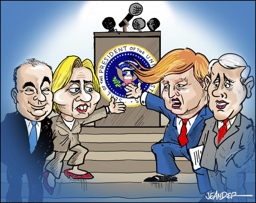 Cartoon: The canidates (medium) by jeander tagged hillary,clinton,donald,trump,tim,kaine,mike,pence,republican,democratic,president,vicepresodent,election,us,hillary,clinton,donald,trump,tim,kaine,mike,pence,republican,democratic,president,vicepresodent,election,us