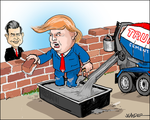 Cartoon: The wall (medium) by jeander tagged wall,maur,trump,us,mexico,nieto,wall,maur,trump,us,mexico,nieto
