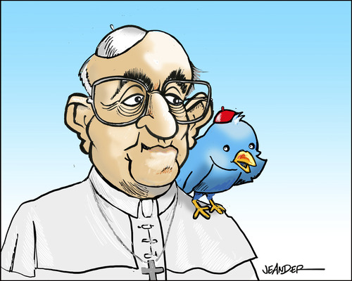 Cartoon: Twitterpope (medium) by jeander tagged pope,francis,twitter,pope,francis,twitter