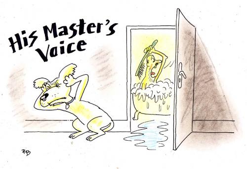 Cartoon: His masters voice (medium) by rakbela tagged rb,dog,sing,song