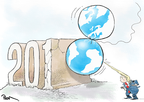 Cartoon: Happy New Year (medium) by Popa tagged 2018,new,year,world,threat,nuclear,war