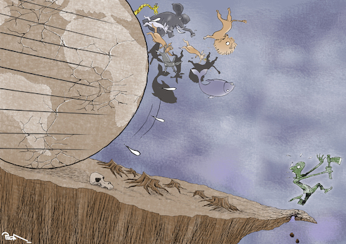 Cartoon: Self-destructive person (medium) by Popa tagged climate