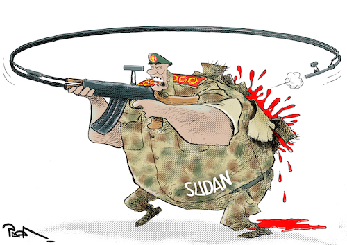 Cartoon: The art of self-destruction (medium) by Popa tagged sudan,unrest,conflict,warlords