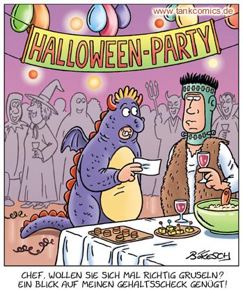 Cartoon: halloween (medium) by pentrick tagged tankcomics,comics,tank,bökesch,gerd,office,büro,boss,chef,gehalt,party,halloween,cartoon
