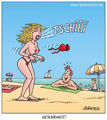 Cartoon: höflich (medium) by pentrick tagged gesundheit,strand,beach,holidays,summer,sommerurlaub,flirt,gerd,bökesch,cartoon,tank,comics,tankcomics