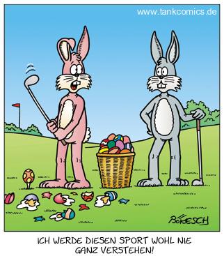Cartoon: planlos (medium) by pentrick tagged tank,cartoon,bökesch,gerd,golf,osterhase,egg,easter,eier,bunnies,bunny,sport,comics,tankcomics