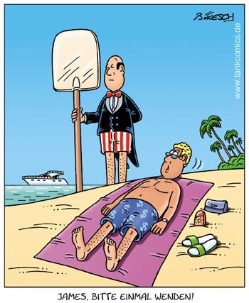 Cartoon: stets zu diensten (medium) by pentrick tagged gerd,butler,yacht,strand,beach,holidays,summer,sommerurlaub,bökesch,cartoon,tank,comics,tankcomics