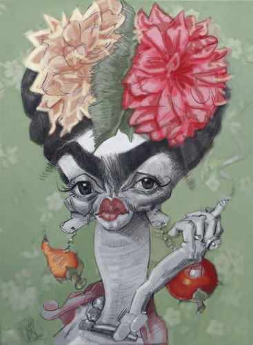 Cartoon: frida kalho (medium) by GOYET tagged caricatures,artist,painters,celebreties,kalho,frida