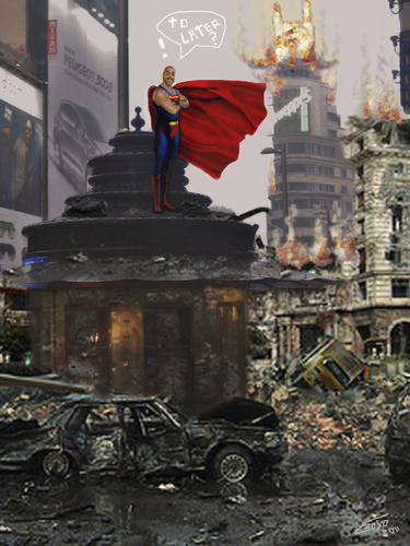 Cartoon: MADRID.  2030 (medium) by GOYET tagged funnie,digital,superman,caos,madrid,photomanipulation