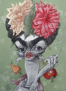 Cartoon: frida kalho (small) by GOYET tagged frida kalho celebreties painters artist caricatures