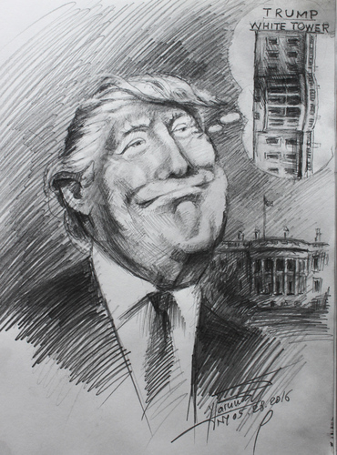 Cartoon: Trump White Tower (medium) by ylli haruni tagged trump,donald