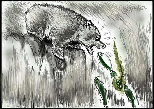 Cartoon: The bomb (medium) by hakanipek tagged animals,fish,bear
