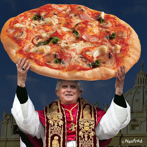 Cartoon: PIZZA-PAPST (medium) by neufred tagged papst,pizza