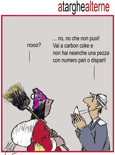 Cartoon: a targhe alterne (medium) by Enzo Maneglia Man tagged cassonettari,man,maneglia,fighillearte