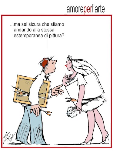 Cartoon: amore per l arte (medium) by Enzo Maneglia Man tagged vignette,umorismo,grafico,cassonettari,spilli,fighiellearte,maneglia