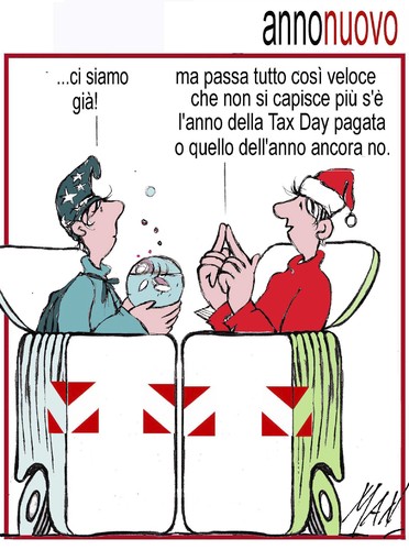 Cartoon: anno nuovo 2015 (medium) by Enzo Maneglia Man tagged cassonettari,man,maneglia,fighillearte