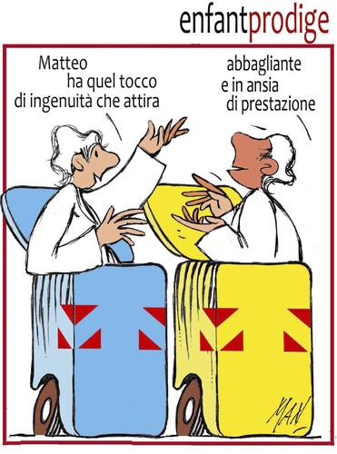 Cartoon: matteorenzimatteo (medium) by Enzo Maneglia Man tagged fighillearte,man,maneglia,cassonettari,pd,matteo,renzi,settembre,2013