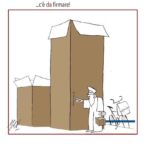Cartoon: click and deliver (medium) by Enzo Maneglia Man tagged vignette,umorsmo,grafico,spilli,fighillearte,piccolomuseo,di,fighille,ita