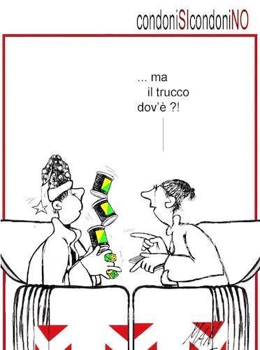 Cartoon: condoniSI condoniNO (medium) by Enzo Maneglia Man tagged vignette,umorismo,grafico,satira,politica,nazionale,illustrazioni,cassonettari,fighillearte,manreglia,man