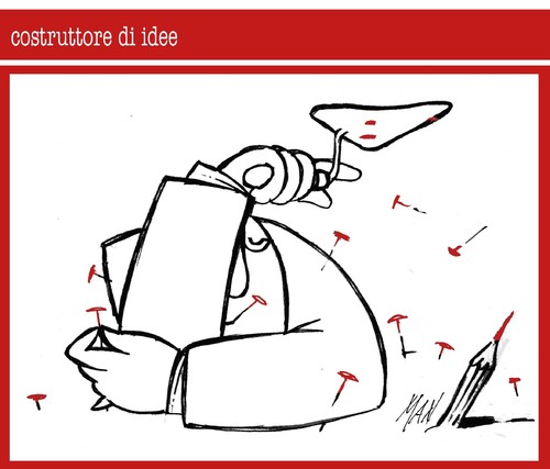 Cartoon: costruttore di idee (medium) by Enzo Maneglia Man tagged costruzioni,idee
