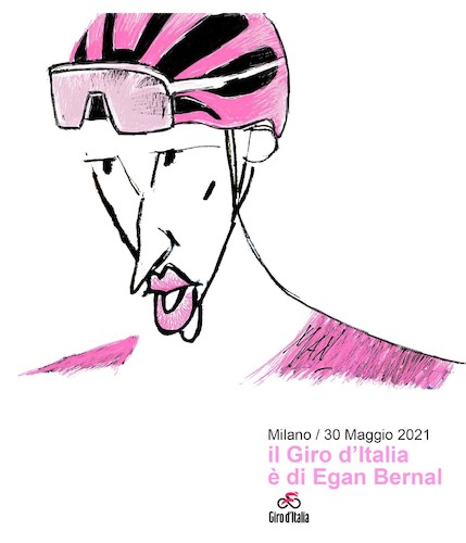 Cartoon: Egan Bernal (medium) by Enzo Maneglia Man tagged egan,bernal,ciclista,caricatura,ritratto,vincitore,giro,italia,2021,by,enzo,maneglia,man