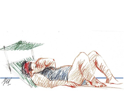 Cartoon: figura al mare (medium) by Enzo Maneglia Man tagged al,mare,figura,pastello,maneglia