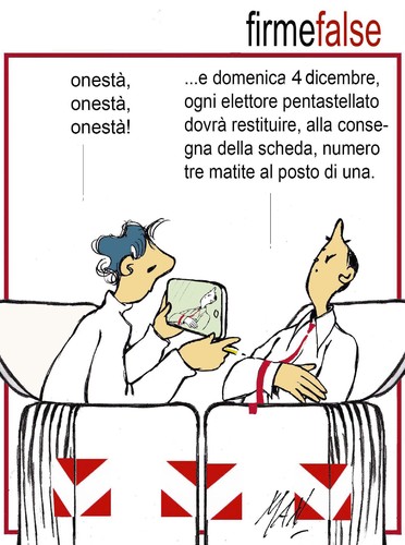 Cartoon: firme false (medium) by Enzo Maneglia Man tagged cassonettari,referendum,vignette,maneglia,man,fighillearte