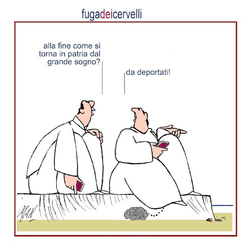 Cartoon: fuga dei cervelli (medium) by Enzo Maneglia Man tagged vignette,umorismo,grafico,spilli,fighillearte,ita