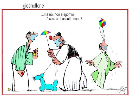Cartoon: giochellerie (medium) by Enzo Maneglia Man tagged vignette,umorismo,grafico,mascherine,clown,giochellerie,maneglia,man,per,fighillearte,piccolomuseo,di,fighille,ita