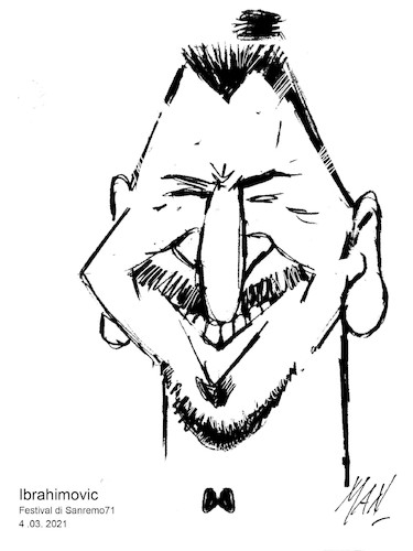 Cartoon: Ibrahimovic (medium) by Enzo Maneglia Man tagged caricatura,ibrahimovic,calciatore,copresentatore,al,festival,della,canzone,di,sanremo,2021oresanremo,2021