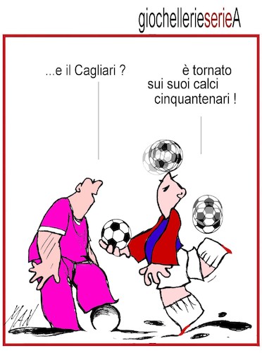 Cartoon: il Cagliari A 2019 20 (medium) by Enzo Maneglia Man tagged vignette,umorismo,grafico,spilli,illustrazioni,grafiche,di,maneglia,man,fighillearte,piccolomuseo,fighille