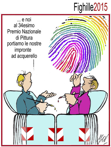 Cartoon: impronte per Fighille (medium) by Enzo Maneglia Man tagged man,nmaneglia,enzo,cassonettari,fighillearte,pittura,nazionale,premio,34esimo